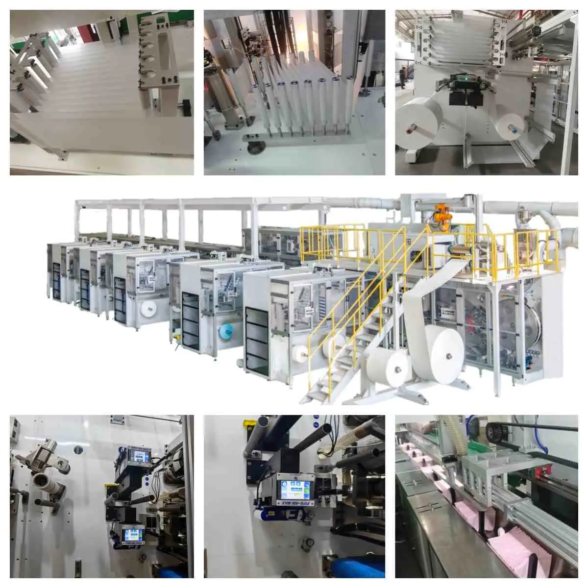 Full servo sanitary pad machine factory view
